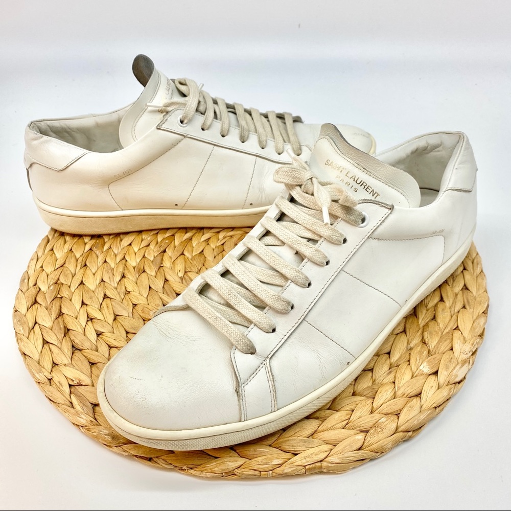 SAINT LAURENT WHITE LEATHER MEN SL01 SNEAKERS 45